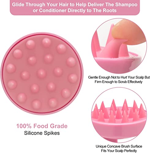 Image of VALKYRIE Shampoo Brush, Silicone Scalp Massager Head Massager, Soft Scalp Brush Hair Scrubber Scalp Exfoliator Tool for Hair Care Dandruff Removal Hair Growth for Men Women Kids Pets (PINK-35)