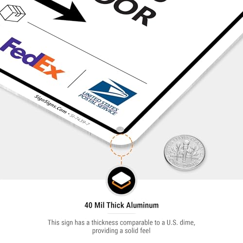 Image of Package Delivery Sign, Delivery Instructions Deliver All Package to Back Door Right Arrow Sign, 10x7 Inches, Rust Free .040 Aluminum, Fade Resistant, Made in USA