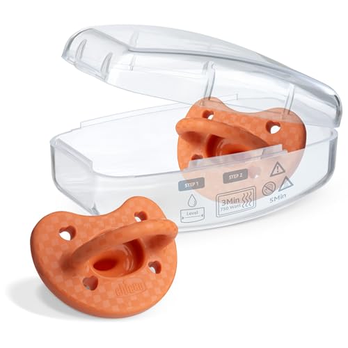 Image of Chicco PhysioForma Luxe Orthodontic Pacifier for Babies 16-24 Months,One-Piece 100% Soft Silicone, Supports Breathing, Textured Shield&Handle, Sterilizing Case,BPA Free,2-Count,Terracotta (Pack of 6)