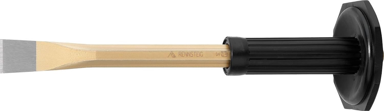 Rennsteig 351 250 1 Octagonal Painted Mason's Chisel with Handguard, Gold/Red, 250 mm