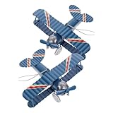 Maquette d'avion vintage en fer : compacte et légère, cette maquette peut être posée sur un bureau en toute sécurité et facilement. figurine de biplan en métal