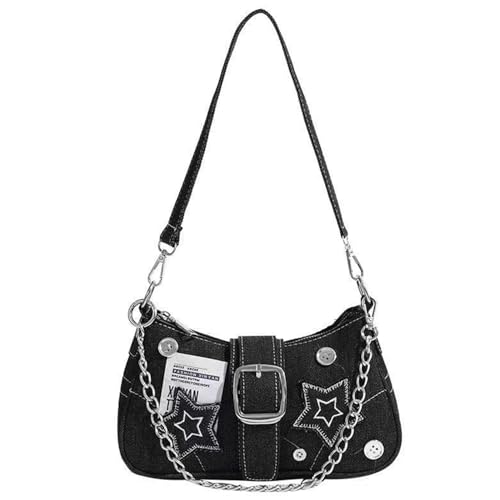 BEAHING Y2K -Geldbörse, Vintage Trendy Y2K -Tasche mit Kettendekor, Achsel Y2K -Umhängetasche mit oberen Griff für Frauen Mädchen