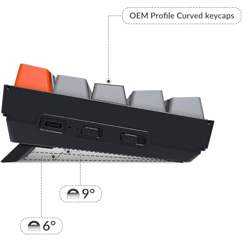 Image of Keychron K6 Mechanical Keyboard 65% Compact 68 Key Wireless Gaming Keyboard, RGB Backlight Bluetooth 5.1 /Wired Keyboard Compatible with Mac Windows, Gateron G Pro Brown Switch