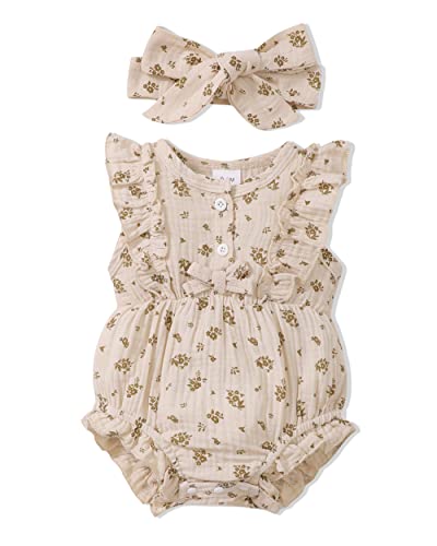 Image of Renotemy Newborn Infant Baby Girl Clothes Rompers Summer Jumpsuits Short Sleeve Romper Infant Baby Clothes Girl