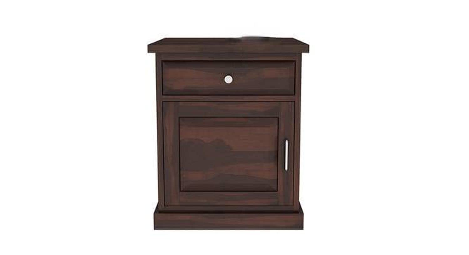 WOODSTAGE Sheesham Wood Bedside Table with Drawer and Cabinet Storage Wooden Nightstand End Table for Home Living Room Bedroom (Walnut Finish)-image-37