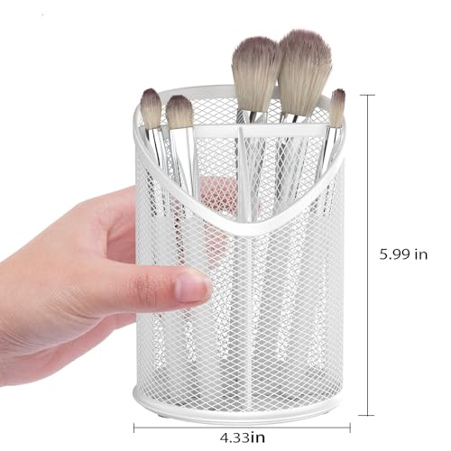 Image of Delifox 2 Pack Pen Holder Mesh Round Pencil (White)