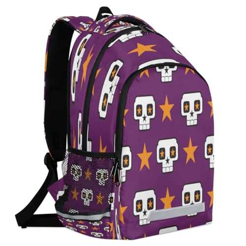 Skull Star Backpack with Chest Strap Reflective Lightweight Travel Hiking Backpack for Men Women Waterproof Daypack Back Pack for Commute Camping