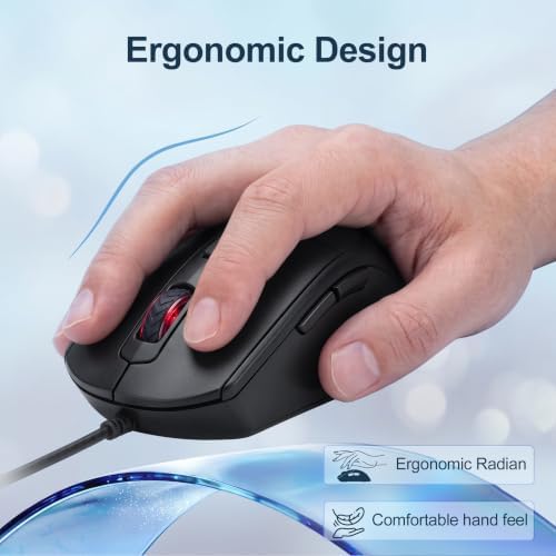 LOONASA USB C Wired Mouse, 6 Buttons Type C Optical Mouse, Portable Silent Comfortable, for Laptop, Mac, MacBook, Android, PC — view 3