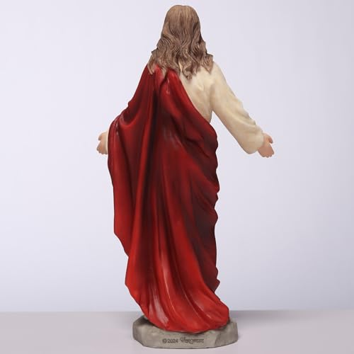 Estatua Religiosa Corazón Sagrado de Jesús Polyresina 6.13 pulg miniatura 4