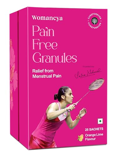 Image of CUREFOREVER Womaneya Pain Free Granules - 25 Sachets for Period Cramp Relief, Powerful Formula with Natural Ingredients for Relief from Menstrual Pain | 1 Sachet equals to 12 hours of Period Cramp Comfort