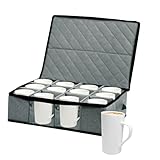 ワイングラス収納ケース、ステムウェア収納チェストボックス（仕切り付き）、グラス収納容器（赤または白ワイングラス12個、シャンパンフルート、クリスタル、ラベルウィンドウ付きドリンクウェアを収納） (コーヒーカップボックス)