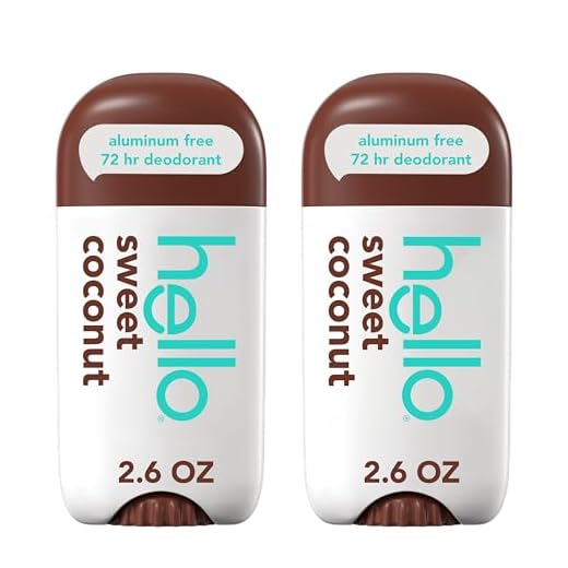 hello Sweet Coconut Deodorant With Shea Butter for Women + Men, Aluminum Free, Baking Soda Free, Parabens Free, 24 Hour Odor Protection, 2.6 Ounce, 2 Pack