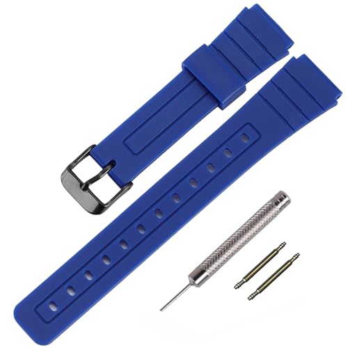 TPUEHb`Xgbv̌p Casio F-91W/F-84/F-94/F-105/F-108/A-158pohijEpj (Blue/Black Buckle)