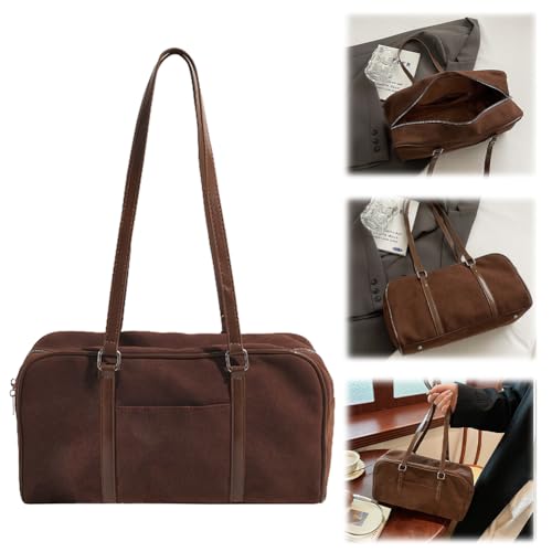 Women Faux Suede Shoulder Bag Fashion Underarm Bag Large Capacity Elegant Shoulder Purse Zip Closure Vintage Commuti2