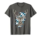 gmahde wiesn shirt Bavarian Original Hirsch Design mit Bayerischer Flagge im Hintergrund. Perfekt für die Wiesn, zur Tracht oder die nächste Oktoberfest Party.
