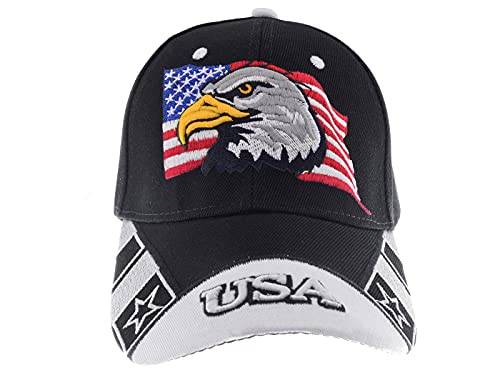 Anna-Kaci Usa American Flag Patriotic Eagle Hawk Embossed Adjustable Baseball Caps Hats, White Usa #TOP1