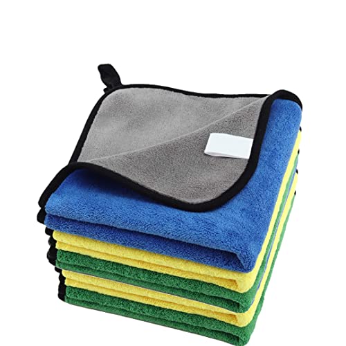 Image of Auto Hub 400 GSM, Microfiber Double Layered Cloth 30x40 Cms 5 Piece (Mix) Cloth Set, Extra Thick Microfiber Cleaning Cloths Perfect for Bike, Auto, Cars Both Interior and Exterior.