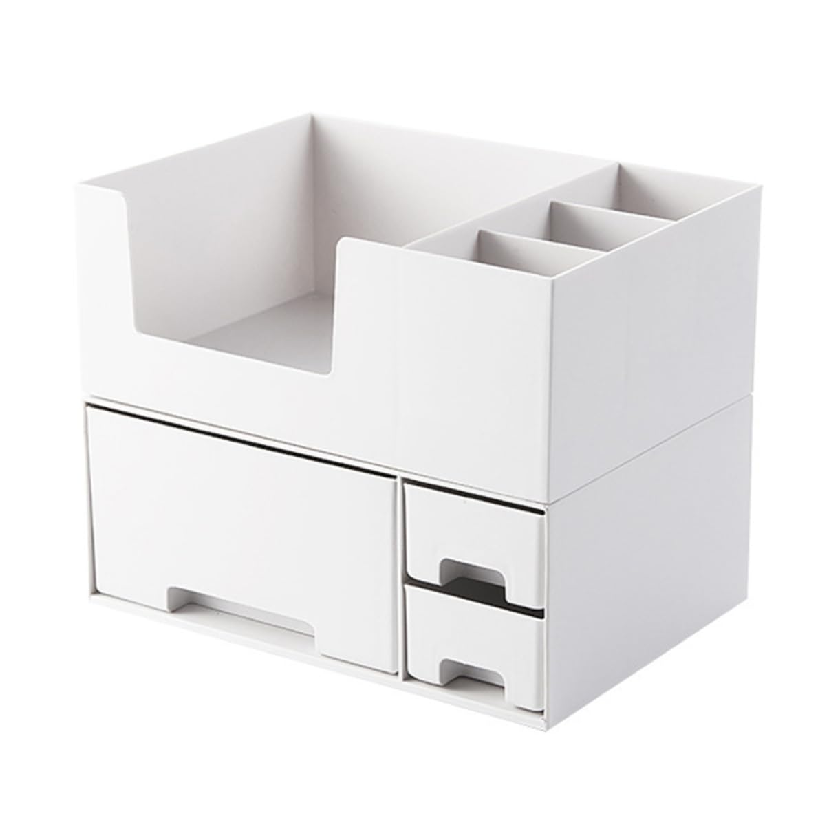 Organisateur de Cosmétiques en Plastique Blanc à Double Couche pour Bureau