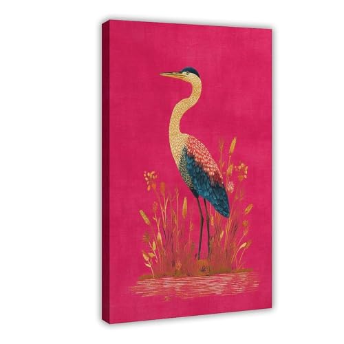Poster toile héron gris décoration murale bureau chambre adulte