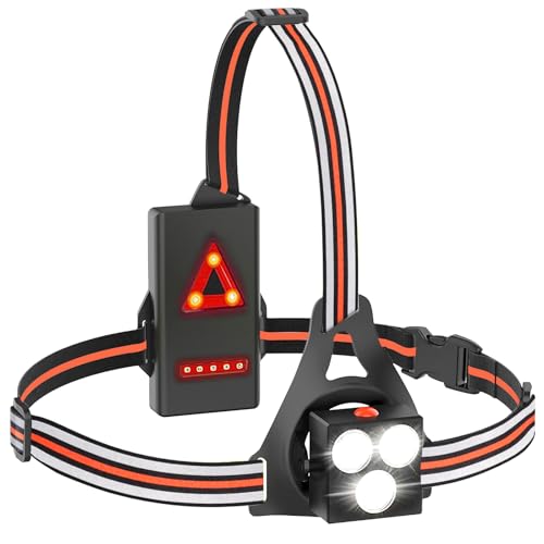 Joltix Luz Led para Correr, 500 Lúmenes Luz Led Frontal Correr, USB Recargable, Luz Ajustable de 120 Grados,Lámpara 3 Modos, para Caminar, Senderismo, Camping, Running (3 Lights)