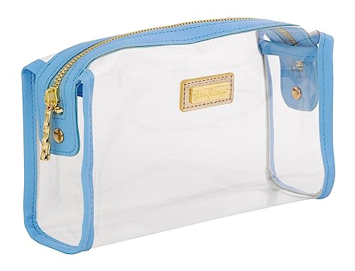 Lilly Pulitzer Bolsa de zíper transparente, estojo de lápis bonito para adultos, bolsa de higiene de viagem, bolsa pequena para suprimentos, maquiagem ou artigos de higiene pessoal, Azul francês
