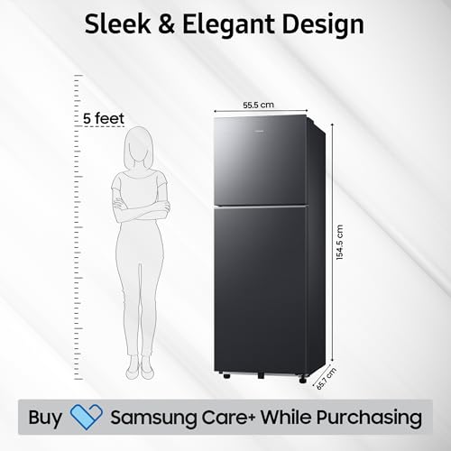 Image of Samsung 236 L, 3 Star, Convertible, Digital Inverter Frost Free Double Door Refrigerator (RT40H28U3FHL, Black DOI, 2026 Model)