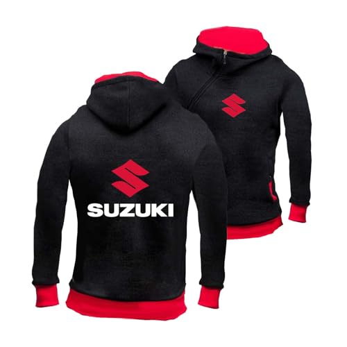 JANZBZSU Sudadera con Capucha De Color Contrastante para Hombre SU.ZU.K.I Abrigo Media Cremallera Ropa Deportiva Gráfica Prendas-HeiS+HongS||x_l
