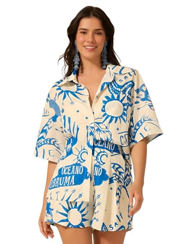 Image of GRECIILOOKS Co-ord Set for Women Stylish | Women Co-Ord Pajama Set | Stylish Night Dress & Beach Outfit | 2 Piece Printed Shirt & Shorts Loungewear | Comfortable Pajama Sets for Womens