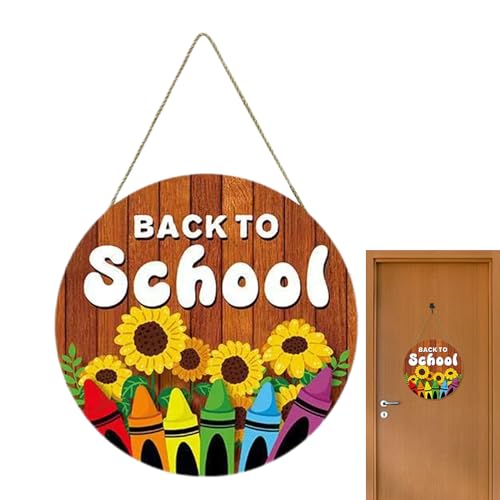 Pizarra de madera, pizarra escolar decoración de puerta delantera, accesorios de fotos reutilizables y decoración de aula para interior y exterior niñas niños estudiantes preescolar escuela
