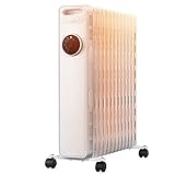 Calentador eléctrico de aceite Calentador eléCtrico Vertical de Ahorro de Energía DoméStico, Acumulador de Calor de Aceite Interior Silencioso/Blanco / 14 pieces