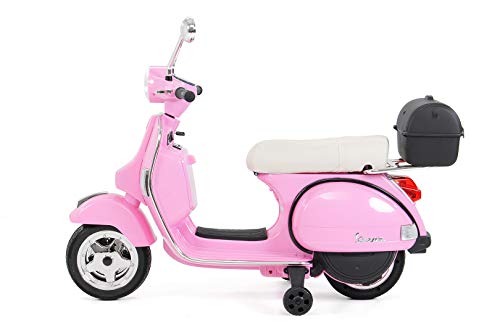 Actionbikes Motors Kinder Elektroroller Vespa PX150 - Lizenziert - 2x18 Watt Motor - Eva Vollgummi Reifen (Pink) - 3
