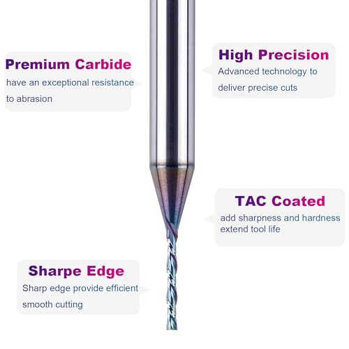 Image of SpeTool 1 /16 Inch Down Cut CNC Router Bits 1 /4 Inch Shank Carbide Spiral Downcut End Mill for Wood Inlay Slot Carving Engraving.