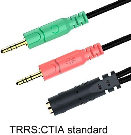 Headset and Microphone Splitter Cable for PC 3.5mm Jack Headphones Audio Adapter Convertors 3.5mm Female to 2 Dual 3.5mm Male for Computer Simultaneously Y Splitter