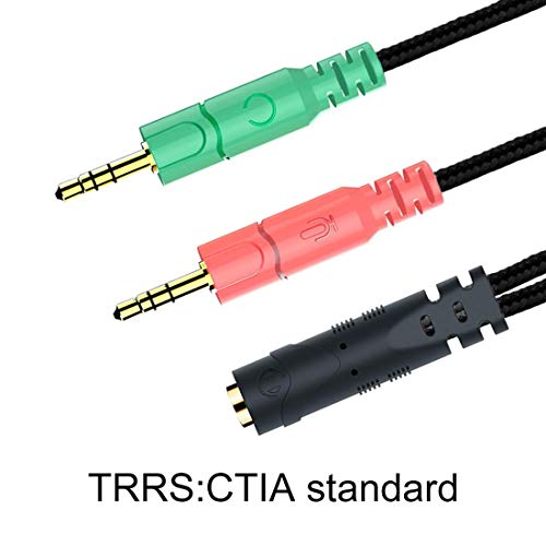 Image of ENVEL Headset and Microphone Splitter Cable for PC Audio Jack Headphones Adapter Convertors 3.5mm Female to Dual Male for Computer Simultaneously Y Splitter