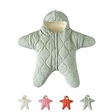Baby Starfish Onesie,Newborn Baby Winter Jumpsuit Outfit,Baby Warm Sleeping Bag Boy Girl Winter,Thick Cotton Down Starfish Sleeping Bag (Green, 0-4 Months)