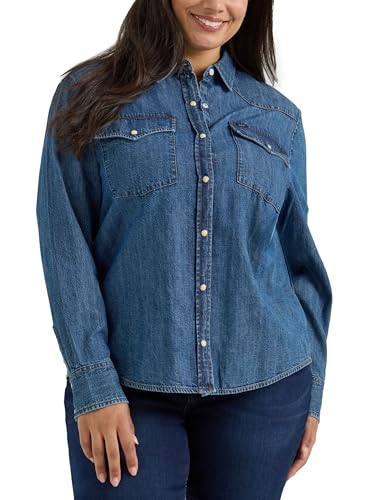 Lee Women's Plus Size Legendary Long Sleeve Western Snap Shirt