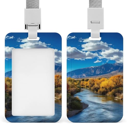 New Mexico Mountain Prints ID Badge Holder with Lanyard Vertical ID Card Holder for Travel Office Work