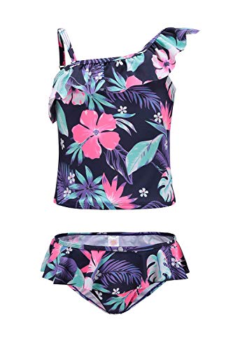 Image of Girls Two Piece Tankini Swimsuits Hawaiian Ruffle Bathing Suit Summer Beach Swimwear Set