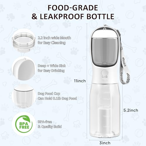 Image of Portable Dog Water Bottle, Leak-Proof Pet Water Dispenser with Water-Saving Reflow, One-Hand Operation & Dishwasher Safe Travel Bottle for Walking, Hiking & Travel
