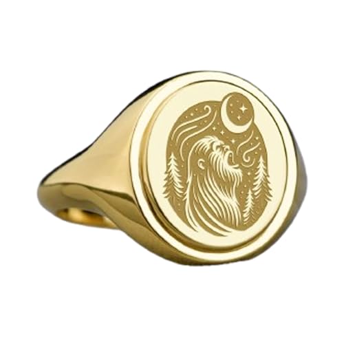 Bague Bigfoot en argent sterling 925 chevalière ovale gravée de haute joaillerie