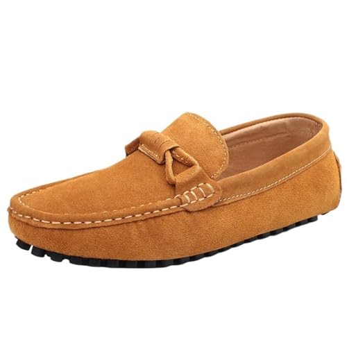 Mens Suede Loafers Lightweight Flexible Anti Slip Round Toe Driving Shoes for Men Casual Walking Comfort Prom