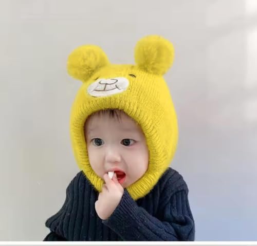 Image of Richmen Baby Boys Girls Winter Knit Cap Hat Soft Fleece Woolen Hat | Monkey Cap with Cute Ear Details Unisex Kids Winter Hat (1 to 8 Years)