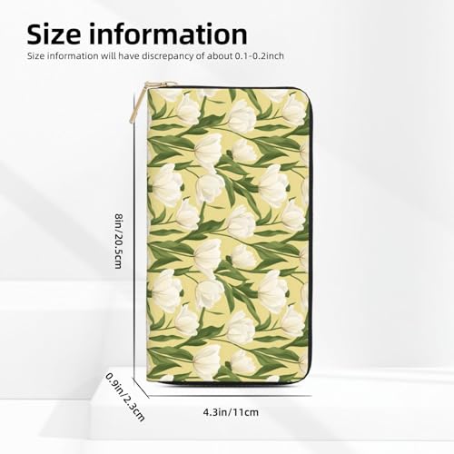 Bright Flower White Print Wallet Women, Leather Bifold Multi Card Wallet, Long Purse Women's Wallets2