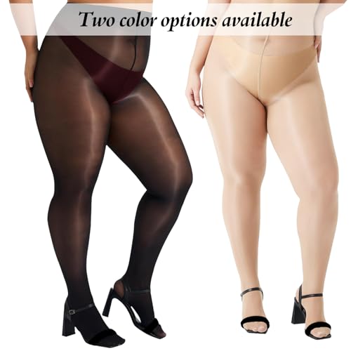 Shiny Oil Sheer Tights for Women Shimmer Tights -20D High Waist women's Pantyhose, Plus Size Nylon Stockings4