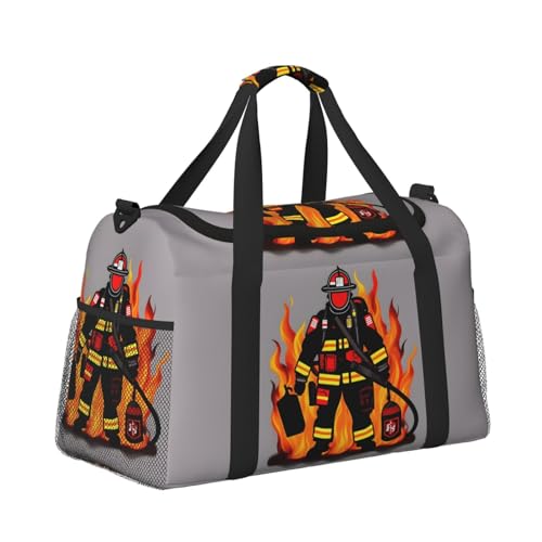 Firefighter Fireman print Personal Item Bag Large Duffel Bag Travel Bag Weekender Bag Gym Bag Tote Duffel bag3