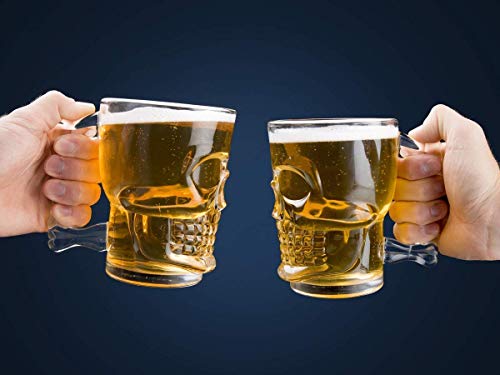 Image of WRINGO Beer Mugs Set of 2, 450ML Glass Mug with Handle, Large Big Heavy Mugs for Freezer, Multipurpose Mugs, Dishwasher & Microwave Safe (BR-04)