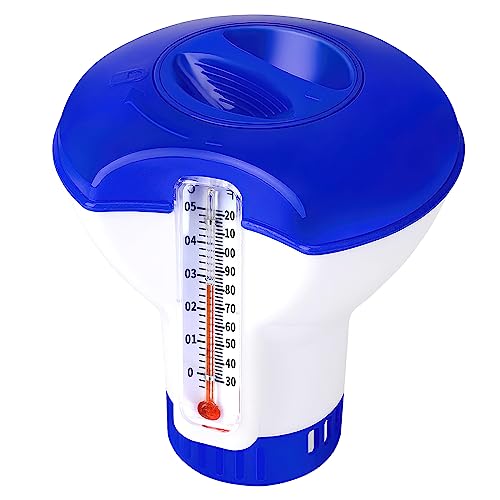 Dwafill Pool Dosierschwimmer Einstellbar Chlor Schwimmer Dosierschwimmer Mit Thermometer Für Die Automatische Chlorierung Und Bromierung Von Schwimmbecken (5 Inch)