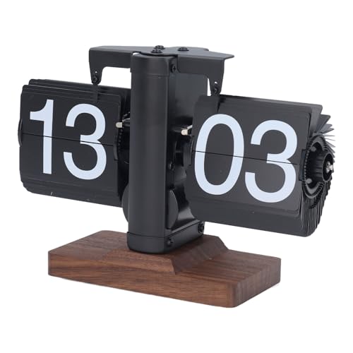 Reloj retro abatible AUNMAS de acero inoxidable y nogal con pantalla digital de 24 horas 2