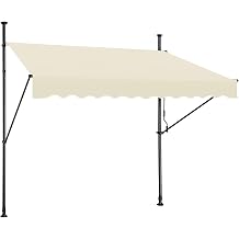 STEELAID Manual Retractable Awning 157 Non-Screw Outdoor Sun Shade Adjustable Pergola Shade Cover with UV Protection 100% Polyester Made Outdoor Canopy Ideal for Any Window or Door