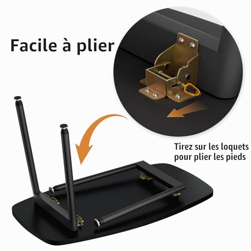 Table basse pliante pour salon compact WOHOMO noire 80 x 40 cm - 8